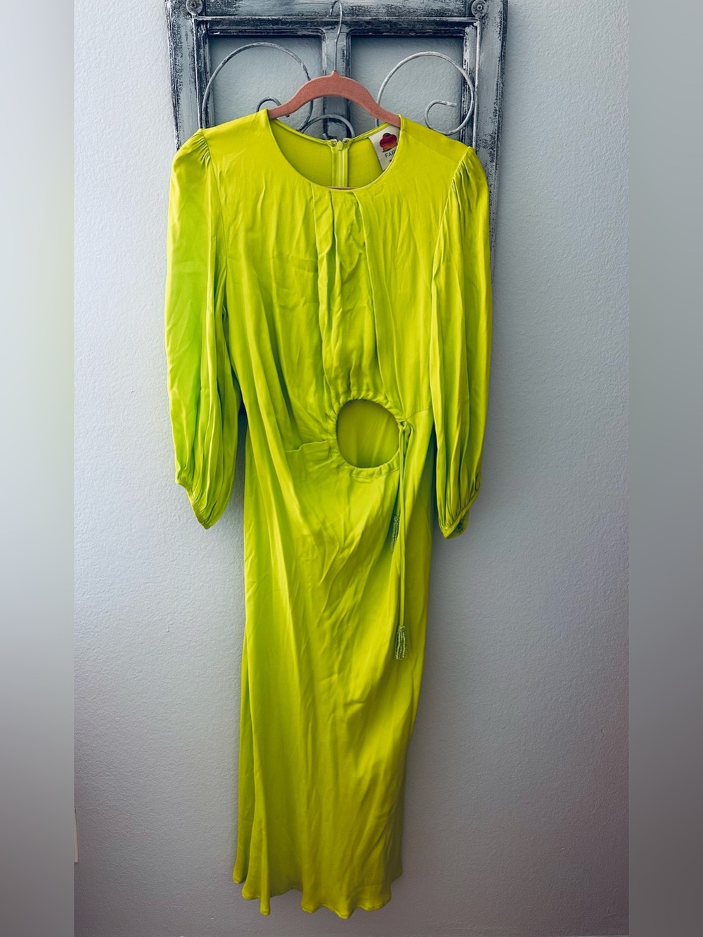 European Neon Dress Sculpted Cutout in Lime Green